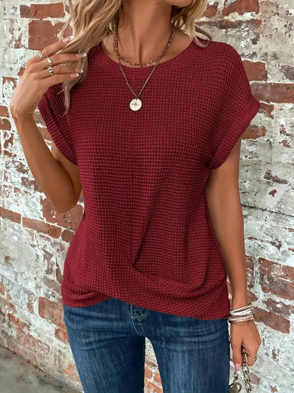 Camiseta Casual De Punto Welsh Para Mujer - Estilo Desenfadado