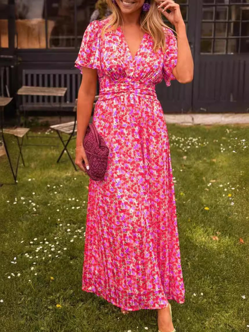 Vestido largo y vaporoso con estampado con flores