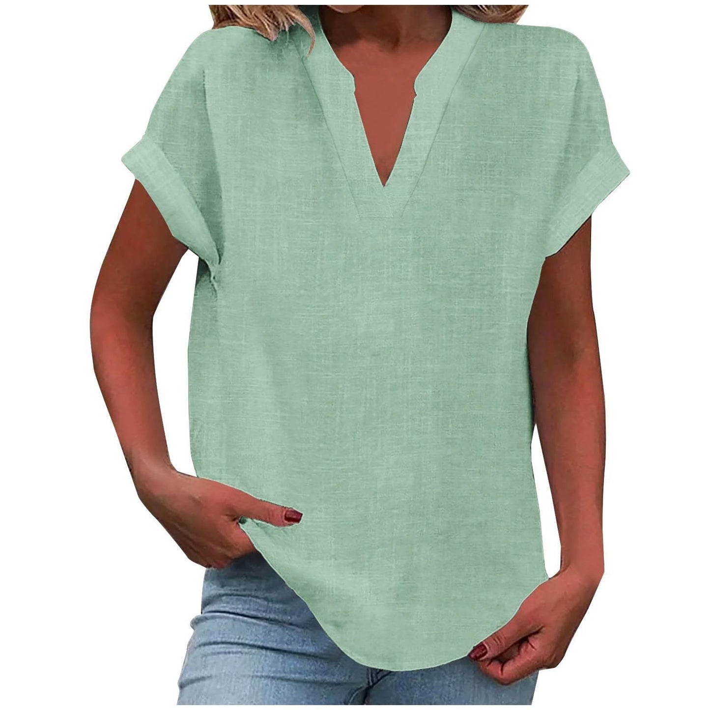 Blusa Relajada con Cuello en V Para Mujer - Estilo Desenfadado