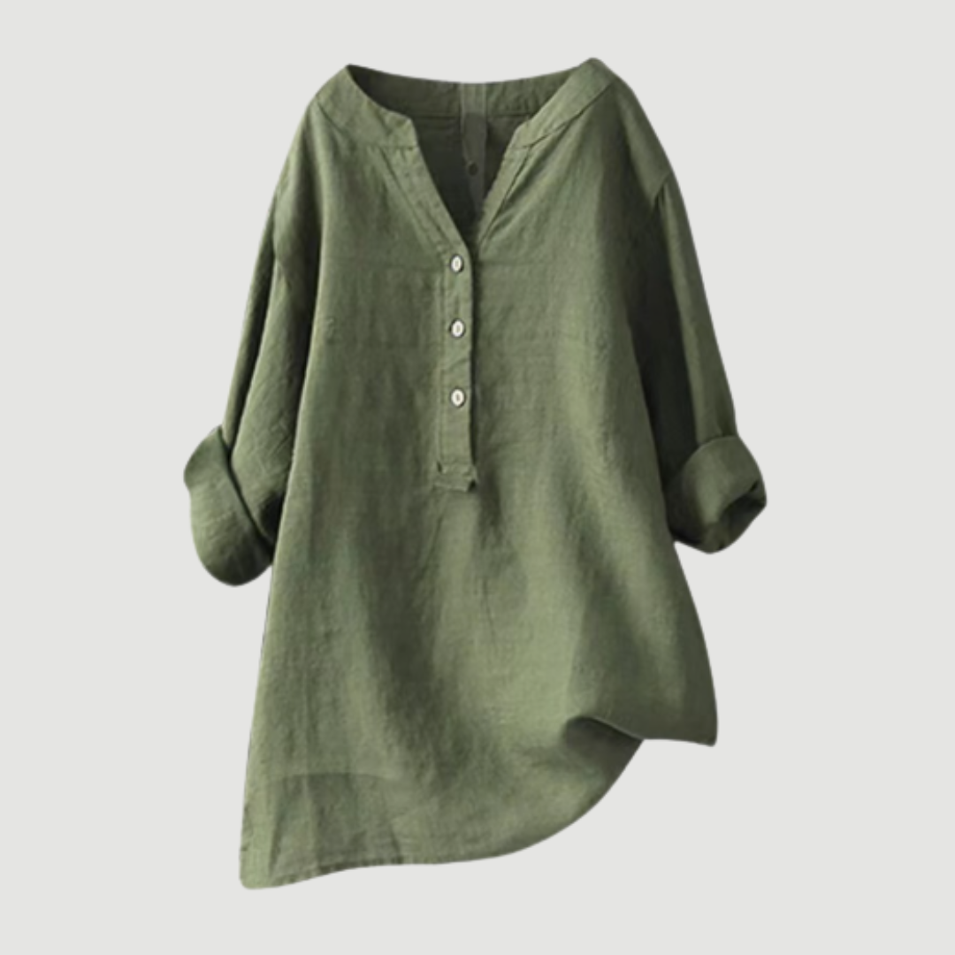 Blusa lisa de manga larga para mujer, ligera y versátil para oficina o diario