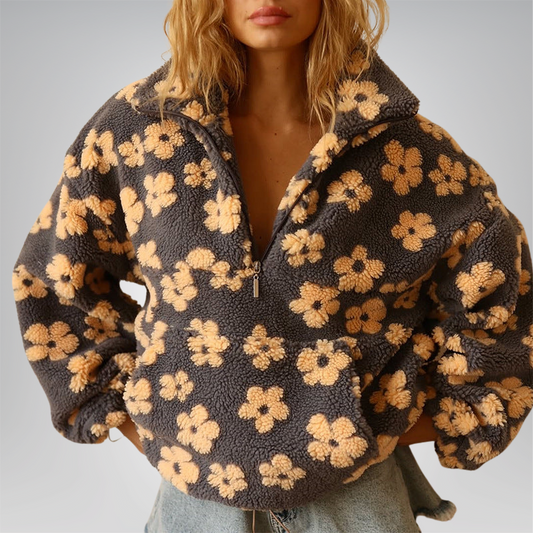 Daisy | Jersey de Punto Polar con Estilo Boho y Estampado Floral para Mujer