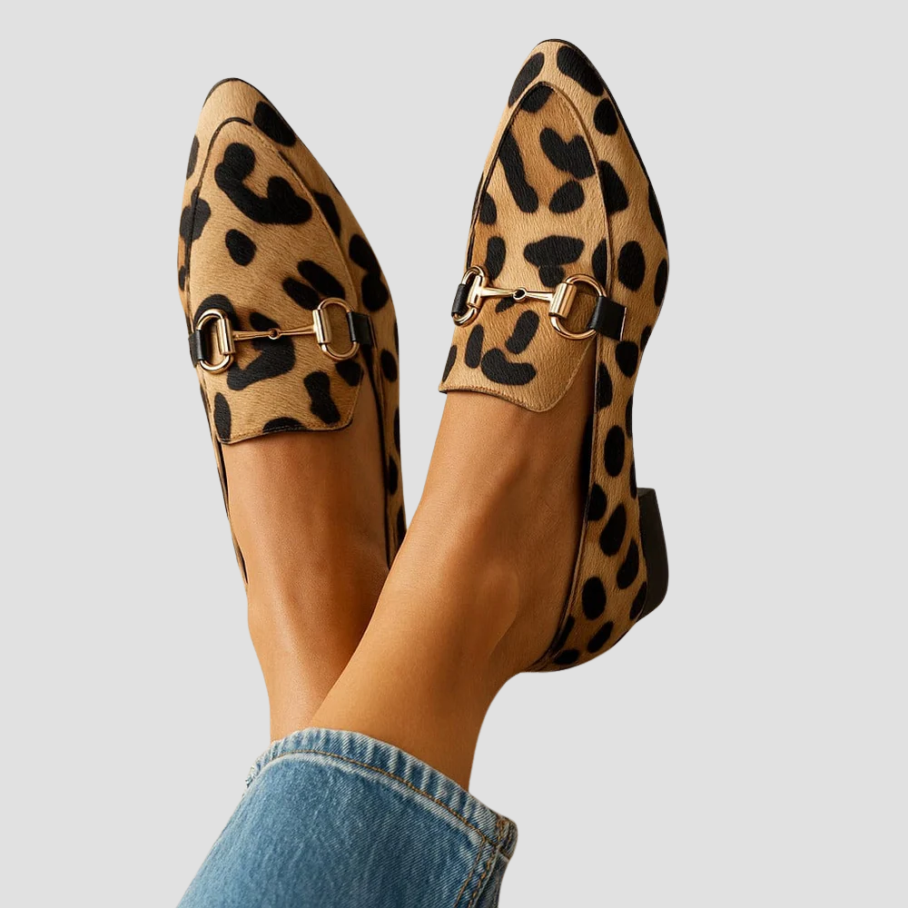 Mocasines ortopédicos con estampado animal y plantilla ergonómica para mujer