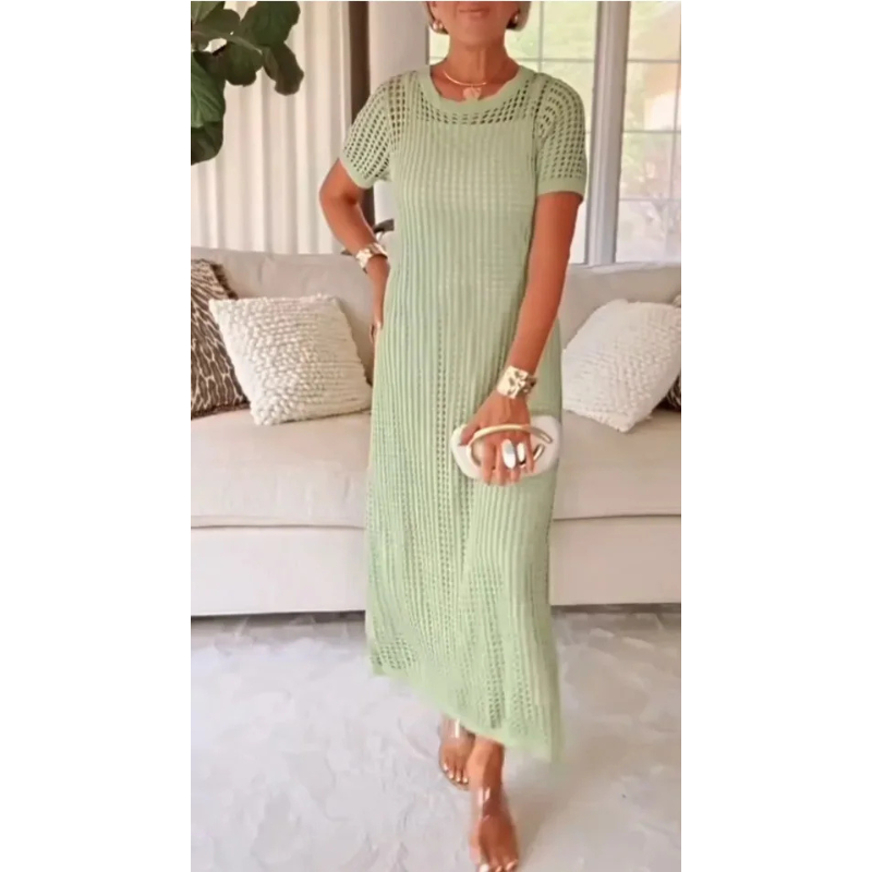 Vestido maxi elegante con diseño cut-out para mujer, fluido, chic y perfecto para destacar