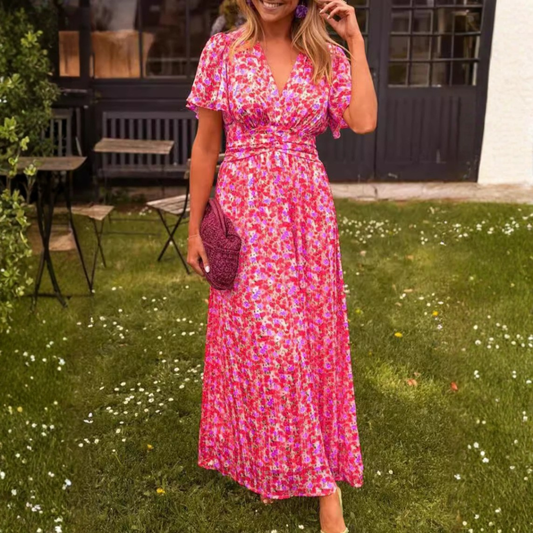Vestido largo y vaporoso con estampado con flores