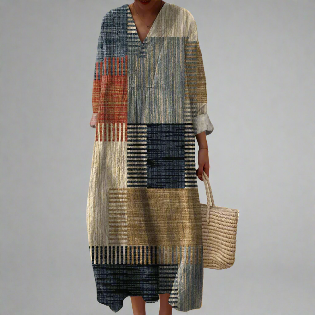 Vestido sofisticado con diseño geométrico para mujer, cómodo y elegante para diario