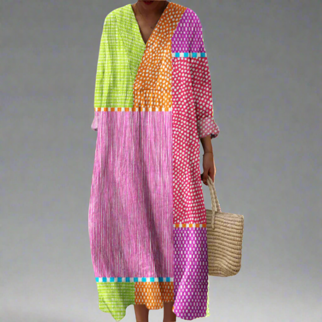 Vestido elegante con diseño geométrico para mujer, moderno y versátil para oficina o fiesta