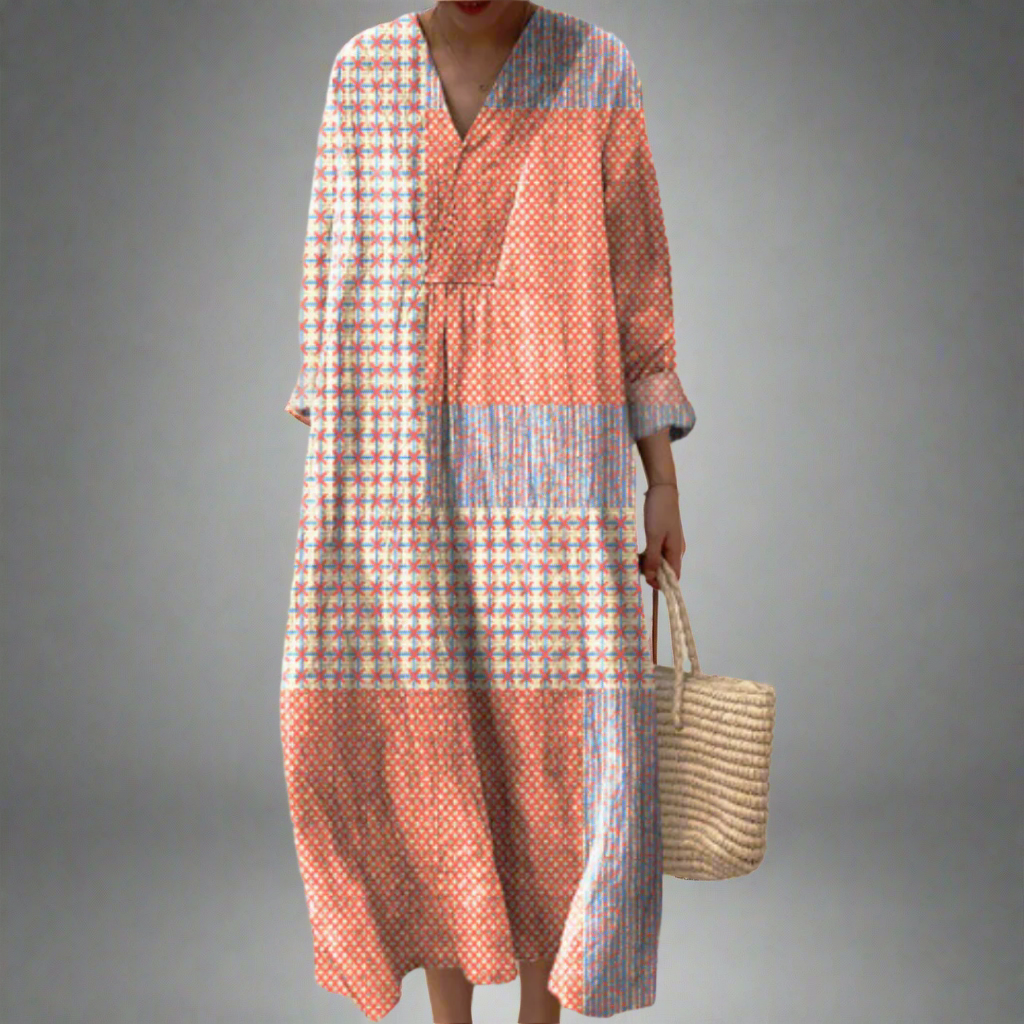 Vestido maxi geométrico para mujer, moderno y chic para primavera o verano