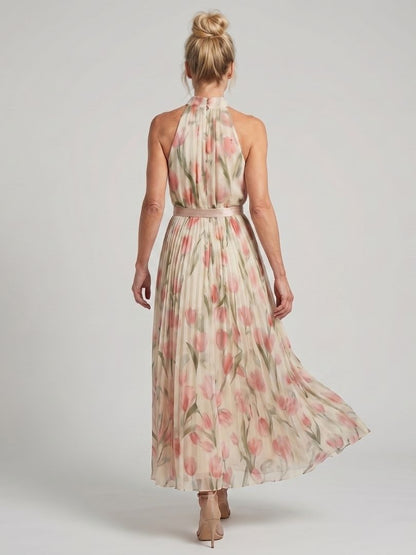 Vestido Midi Cuello Halter Floral | Estilo Elegante para Mujer