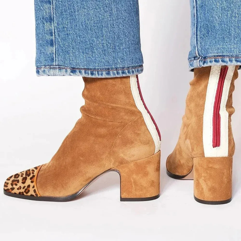 Botines de ante para mujer con tacón medio, elegantes y cómodos