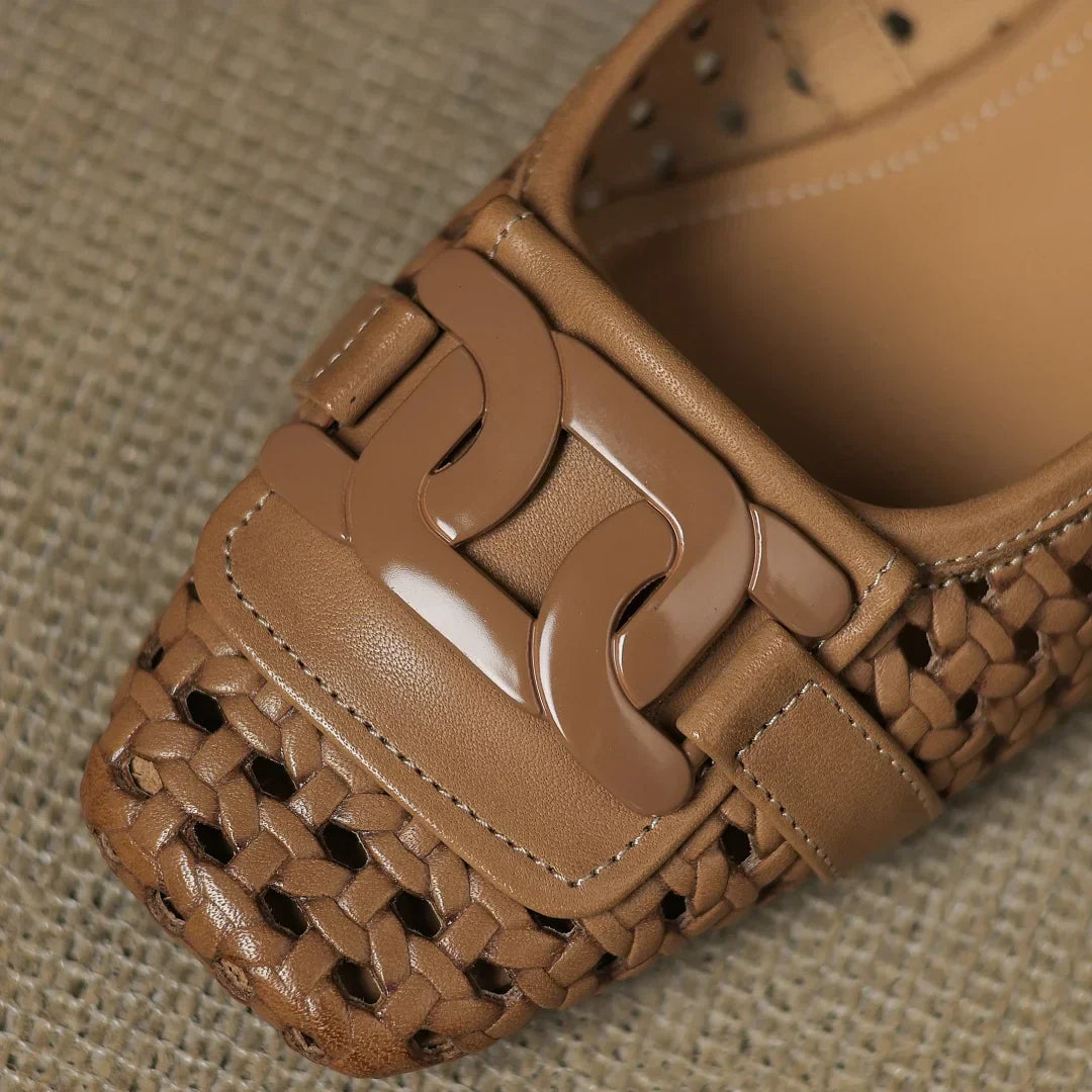 Solea | Sandalias de Cuero Trenzadas con Tacón Estable para Mujer