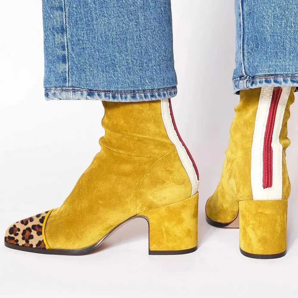 Botines de ante para mujer con tacón medio, elegantes y cómodos