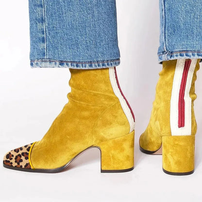 Botines de ante para mujer con tacón medio, elegantes y cómodos