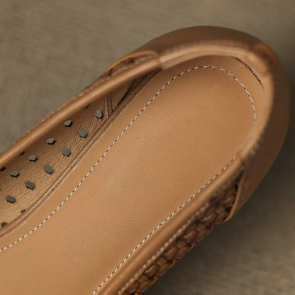 Solea | Sandalias de Cuero Trenzadas con Tacón Estable para Mujer