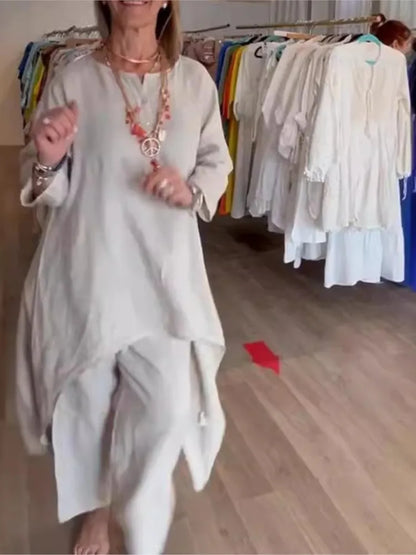 Conjunto de túnica holgada y pantalón para mujer, cómodo y versátil para uso diario