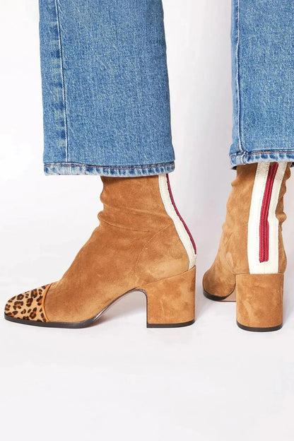 Botines de ante para mujer con tacón medio, elegantes y cómodos