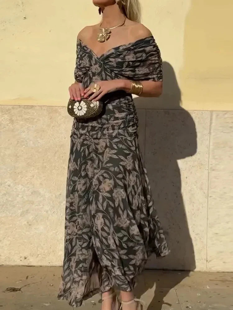 Vestido elegante para mujer, escote en V cruzado con falda fluida y caída ligera, ideal para fiesta o evento