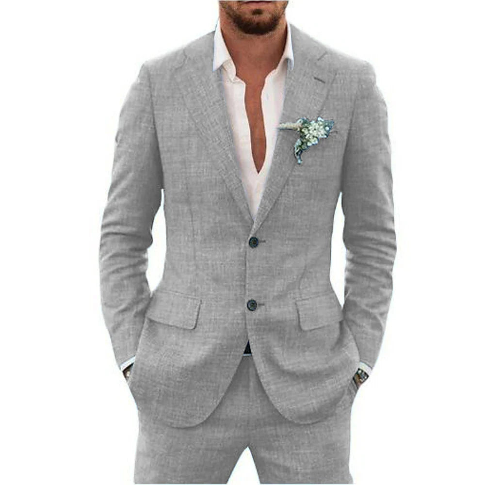 Traje de dos piezas para hombre, ligero y elegante para verano