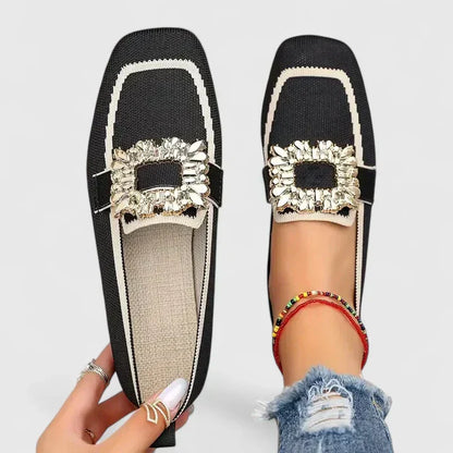 Mocasines ortopédicos con hebilla decorativa y plantilla ergonómica para mujer, elegantes y cómodos para oficina o uso diario