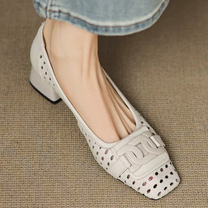 Solea | Sandalias de Cuero Trenzadas con Tacón Estable para Mujer