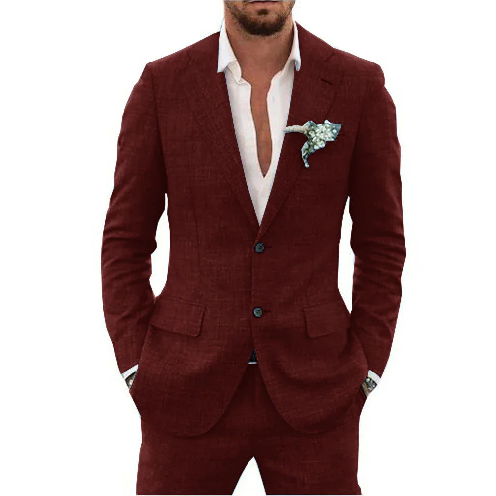 Traje de dos piezas para hombre, ligero y elegante para verano