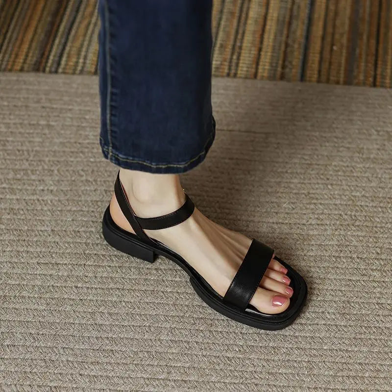 Sandalias de cuero para mujer, ligeras y elegantes para verano o diario