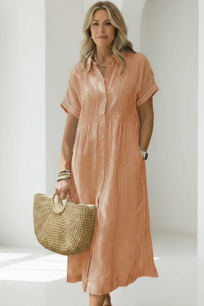 Vestido suelto a rayas para mujer, ligero y versátil para verano o diario