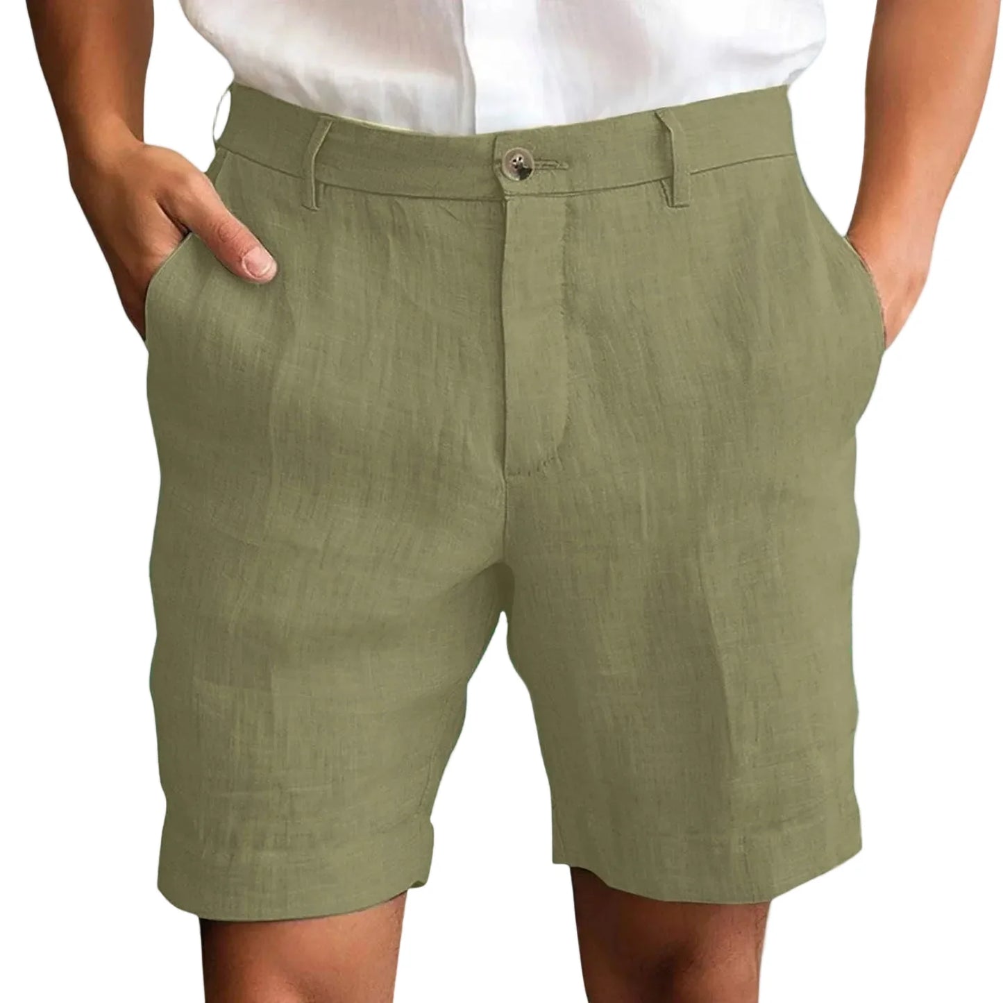 Pantalones cortos de lino para hombre, modernos y confortables