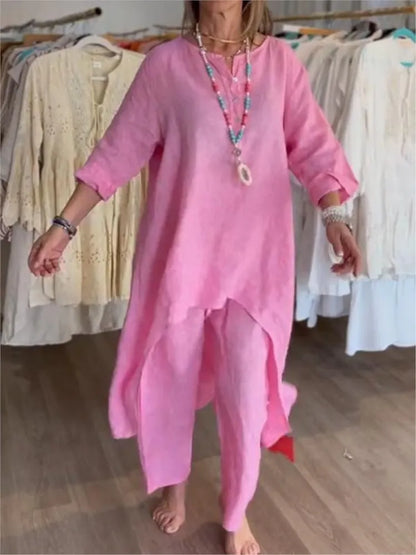 Conjunto de túnica holgada y pantalón para mujer, cómodo y versátil para uso diario