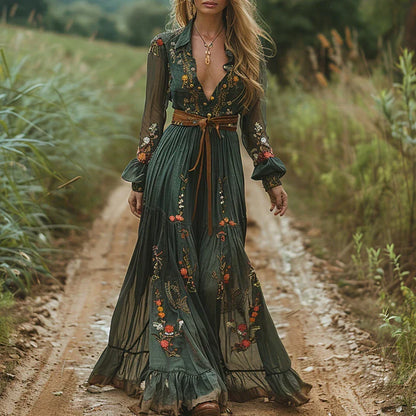 Vestido Maxi Floral Bohemio Para Mujer - Estilo boho