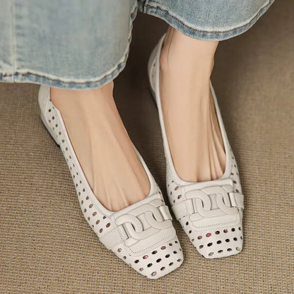 Solea | Sandalias de Cuero Trenzadas con Tacón Estable para Mujer