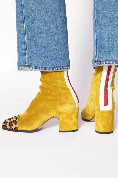 Botines de ante para mujer con tacón medio, elegantes y cómodos