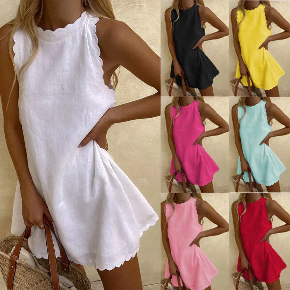 Vestido elegante sin mangas para mujer, ligero y sofisticado para fiesta o verano