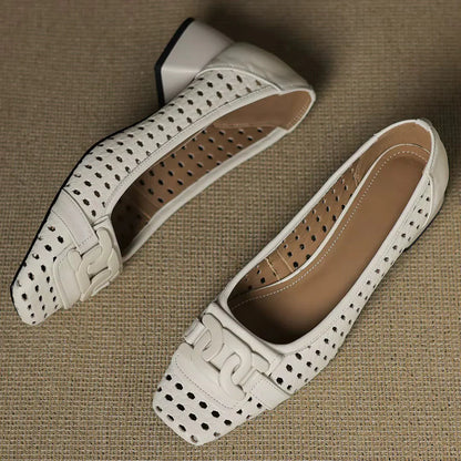 Solea | Sandalias de Cuero Trenzadas con Tacón Estable para Mujer