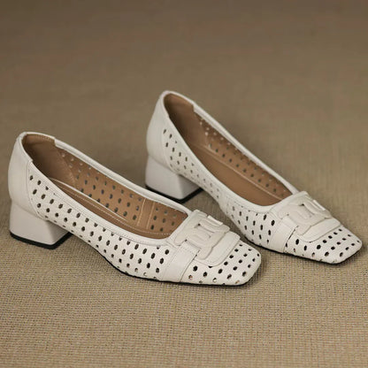 Solea | Sandalias de Cuero Trenzadas con Tacón Estable para Mujer