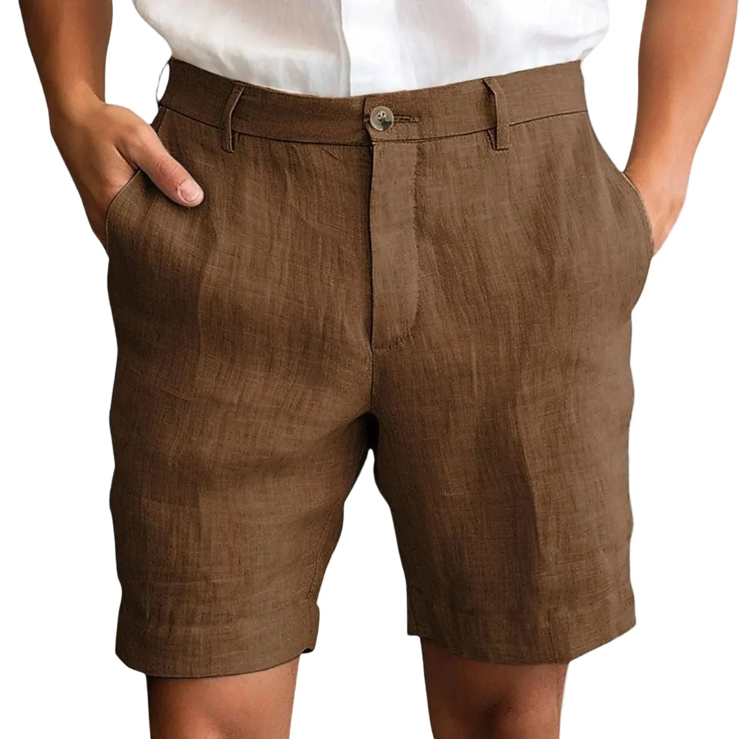 Pantalones cortos de lino para hombre, modernos y confortables