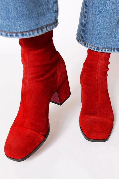 Botines de ante para mujer con tacón medio, elegantes y cómodos