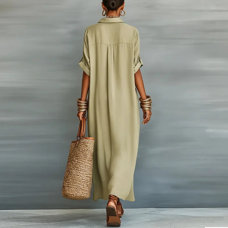 Vestido Camisero Largo con Botones | Estilo Casual y Elegante
