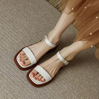 Sandalias de cuero para mujer, ligeras y elegantes para verano o diario