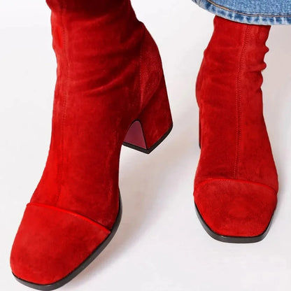 Botines de ante para mujer con tacón medio, elegantes y cómodos