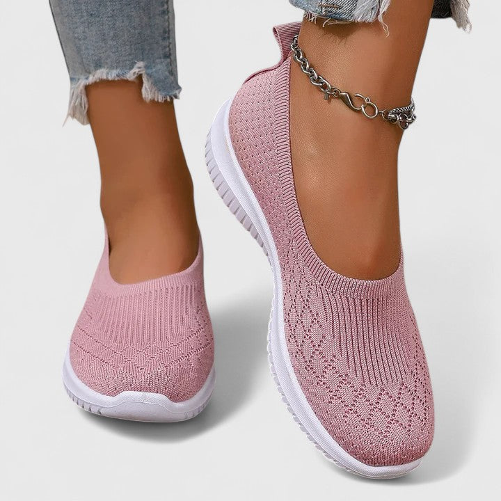 Zapatos ortopédicos slip-on con tejido transpirable y suela ergonómica para mujer, ligeros y cómodos para caminar o uso diario