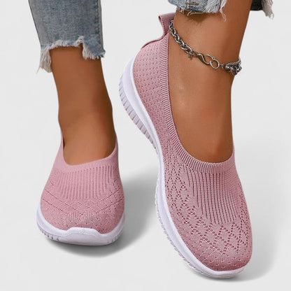 Zapatos ortopédicos slip-on con tejido transpirable y suela ergonómica para mujer, ligeros y cómodos para caminar o uso diario