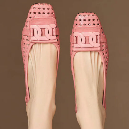 Solea | Sandalias de Cuero Trenzadas con Tacón Estable para Mujer