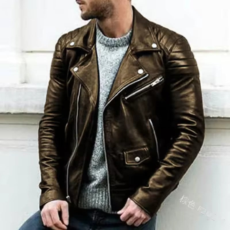 Marcos | Chaqueta Biker de Cuero con Look Retro para Hombre
