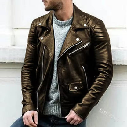 Marcos | Chaqueta Biker de Cuero con Look Retro para Hombre