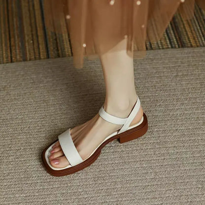 Sandalias de cuero para mujer, ligeras y elegantes para verano o diario