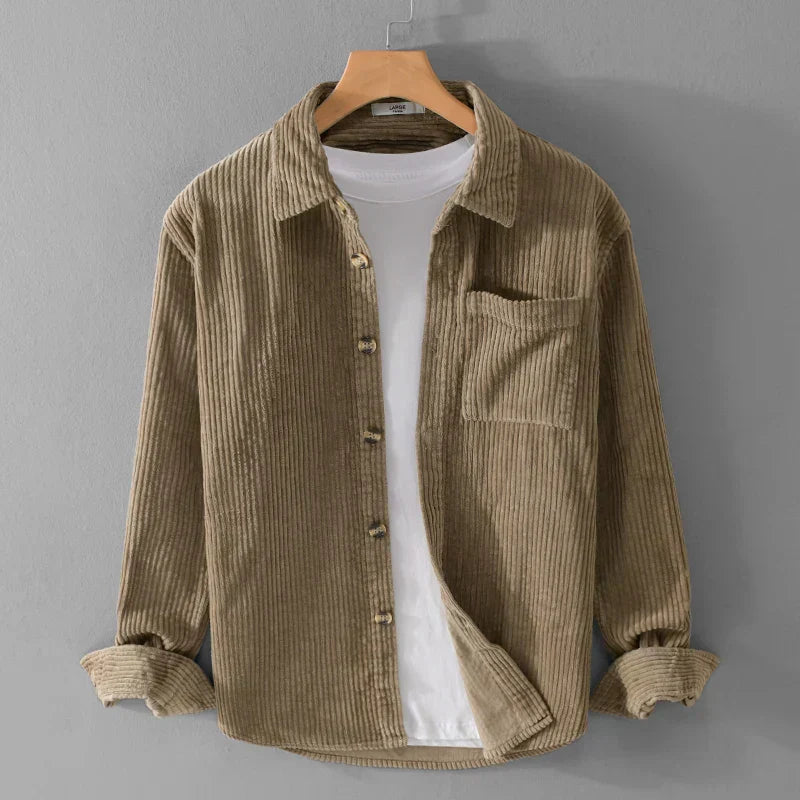 Elegante chaqueta de pana para hombre, cómoda y versátil para el otoño o para el uso diario