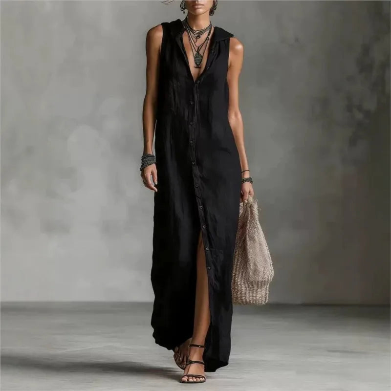 Vestido Midi Elegancamiseta y Casual con Escote en V | Estilo Verano