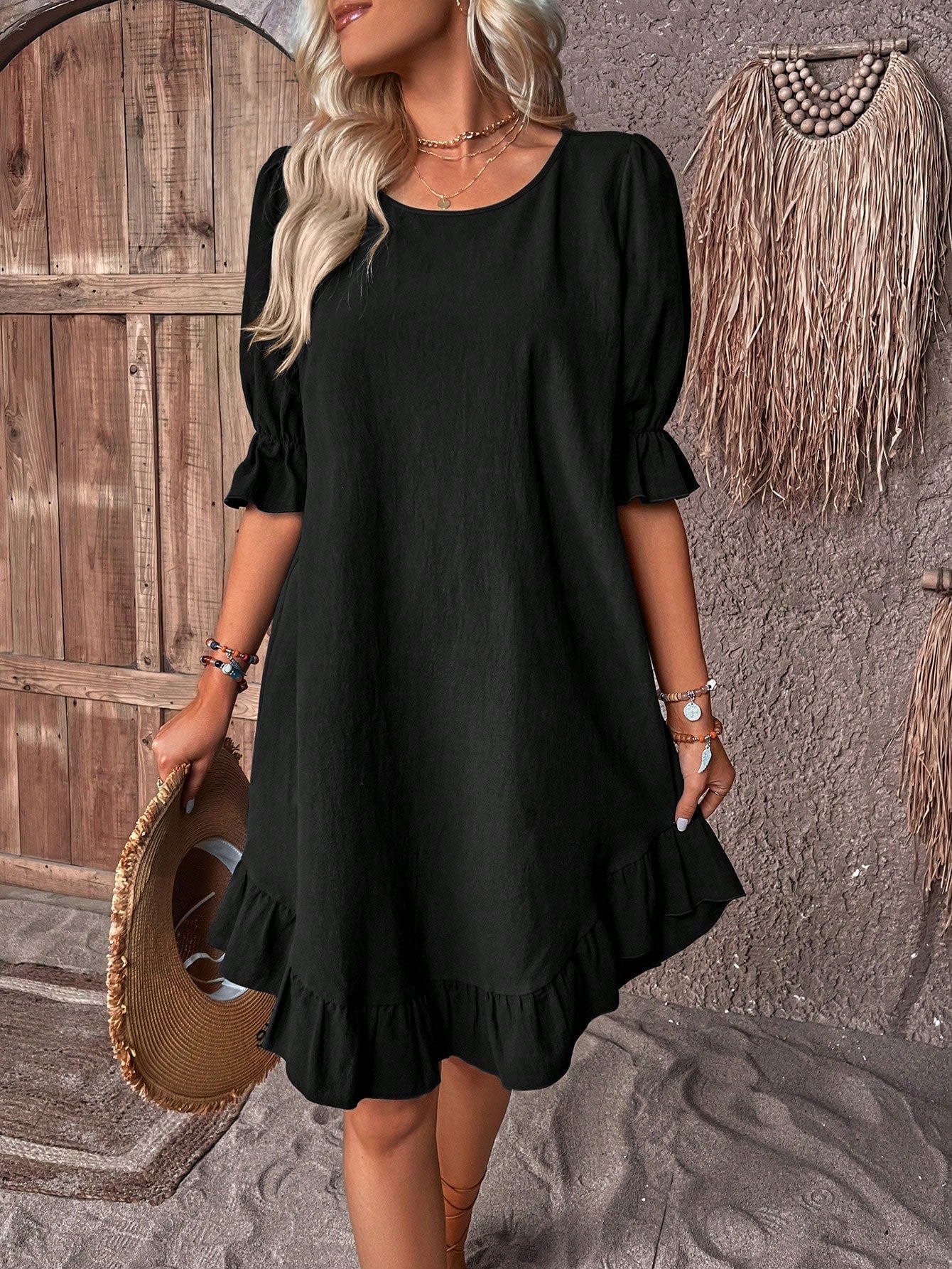Vestido De Punto Elegante Con Diseño Femenino