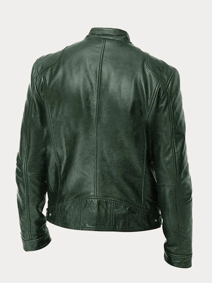 Mateo | Chaqueta de Cuero Elegante con Cuello Redondo y Corte Clásico para Hombre