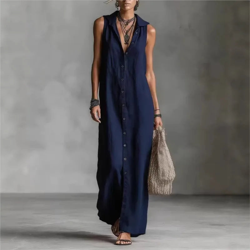 Vestido Midi Elegancamiseta y Casual con Escote en V | Estilo Verano